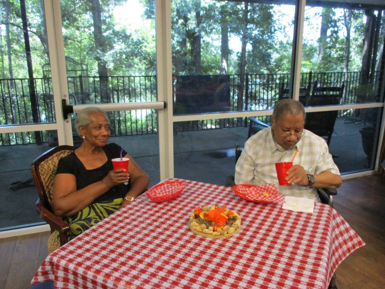 Old people on a table